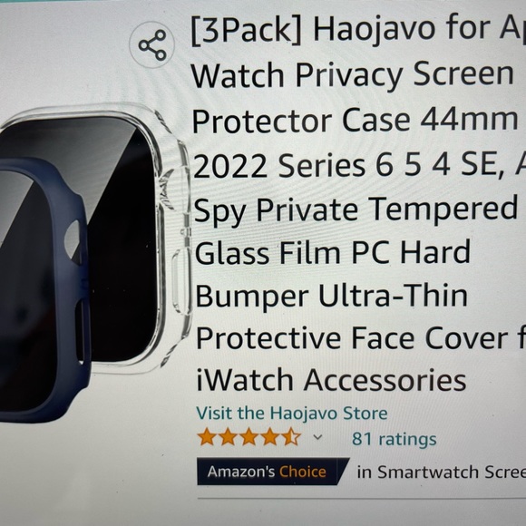 3-Pack Haojavo for Apple Watch Privacy Screen Protector Case - Picture 3 of 3